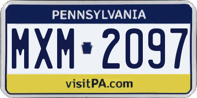 PA license plate MXM2097