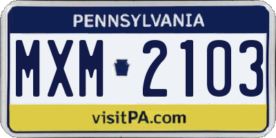 PA license plate MXM2103