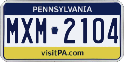 PA license plate MXM2104