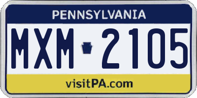 PA license plate MXM2105