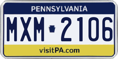 PA license plate MXM2106