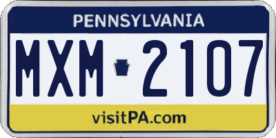 PA license plate MXM2107