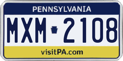 PA license plate MXM2108