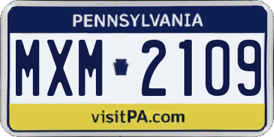 PA license plate MXM2109
