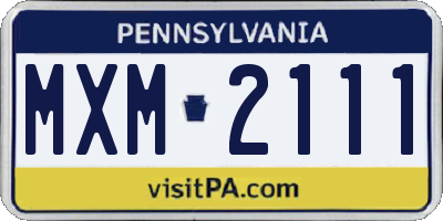 PA license plate MXM2111