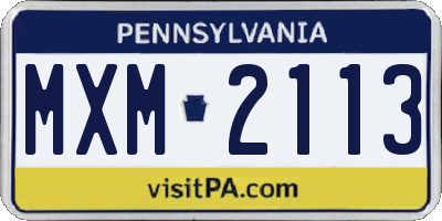 PA license plate MXM2113