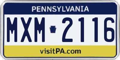 PA license plate MXM2116