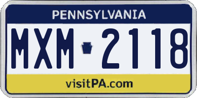PA license plate MXM2118
