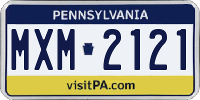 PA license plate MXM2121