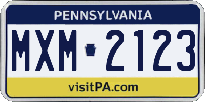 PA license plate MXM2123