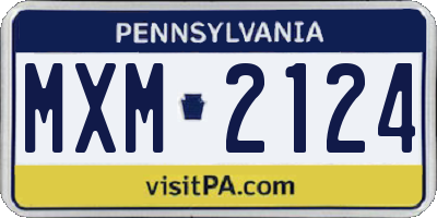 PA license plate MXM2124