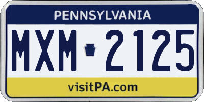 PA license plate MXM2125