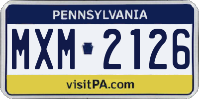 PA license plate MXM2126