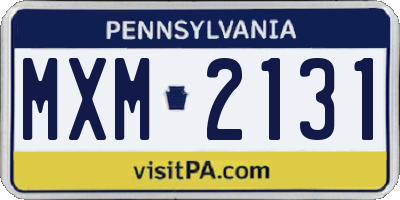 PA license plate MXM2131