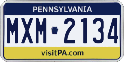 PA license plate MXM2134