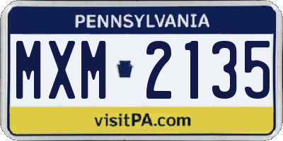 PA license plate MXM2135