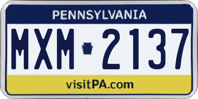 PA license plate MXM2137