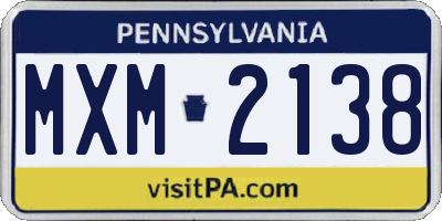 PA license plate MXM2138