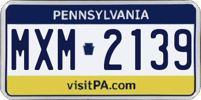 PA license plate MXM2139