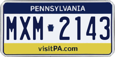 PA license plate MXM2143