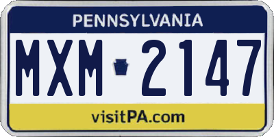 PA license plate MXM2147
