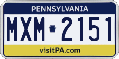 PA license plate MXM2151