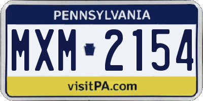 PA license plate MXM2154