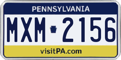 PA license plate MXM2156