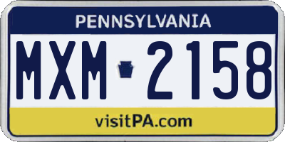 PA license plate MXM2158