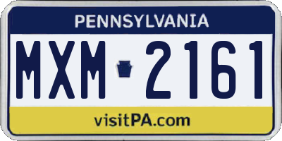 PA license plate MXM2161