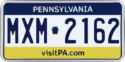 PA license plate MXM2162