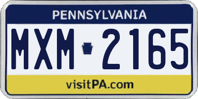 PA license plate MXM2165