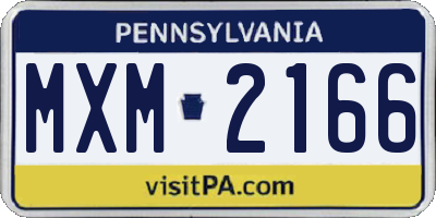 PA license plate MXM2166