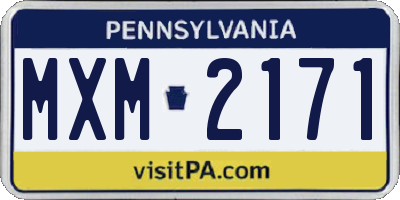 PA license plate MXM2171