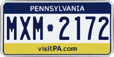 PA license plate MXM2172