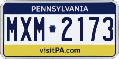 PA license plate MXM2173