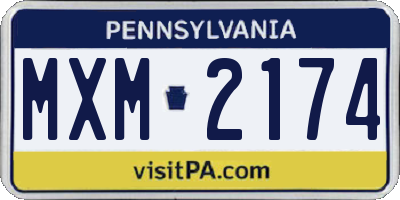 PA license plate MXM2174