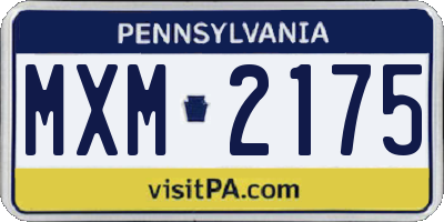 PA license plate MXM2175