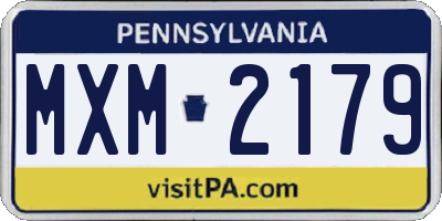 PA license plate MXM2179