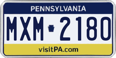 PA license plate MXM2180