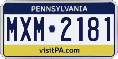 PA license plate MXM2181