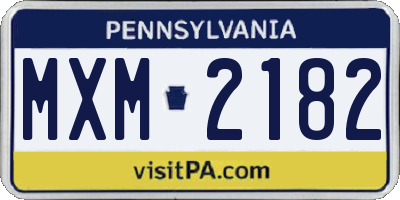 PA license plate MXM2182