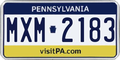 PA license plate MXM2183