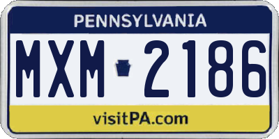 PA license plate MXM2186