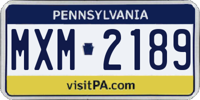 PA license plate MXM2189