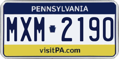 PA license plate MXM2190