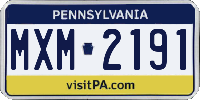 PA license plate MXM2191