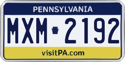 PA license plate MXM2192