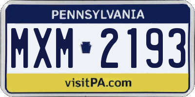 PA license plate MXM2193