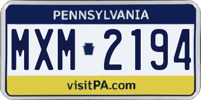 PA license plate MXM2194